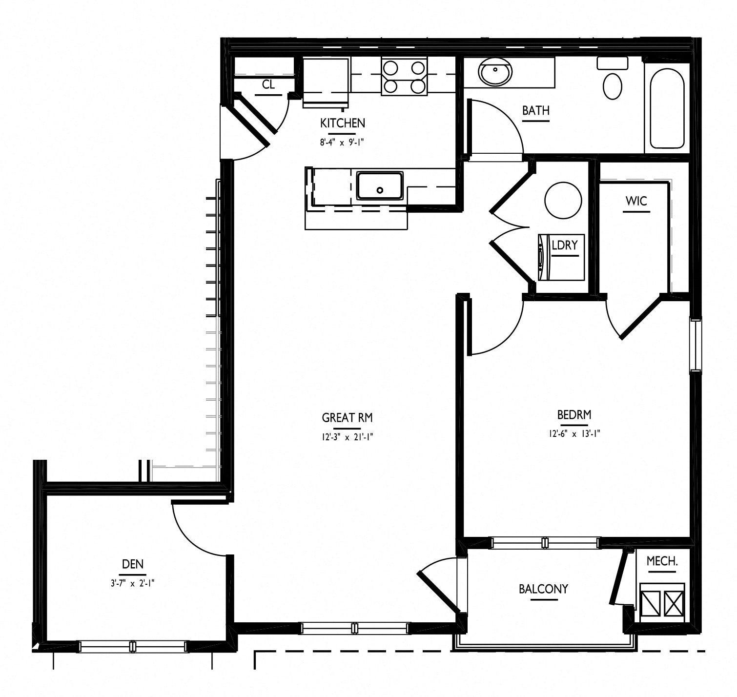 floorplan of apartment 1609